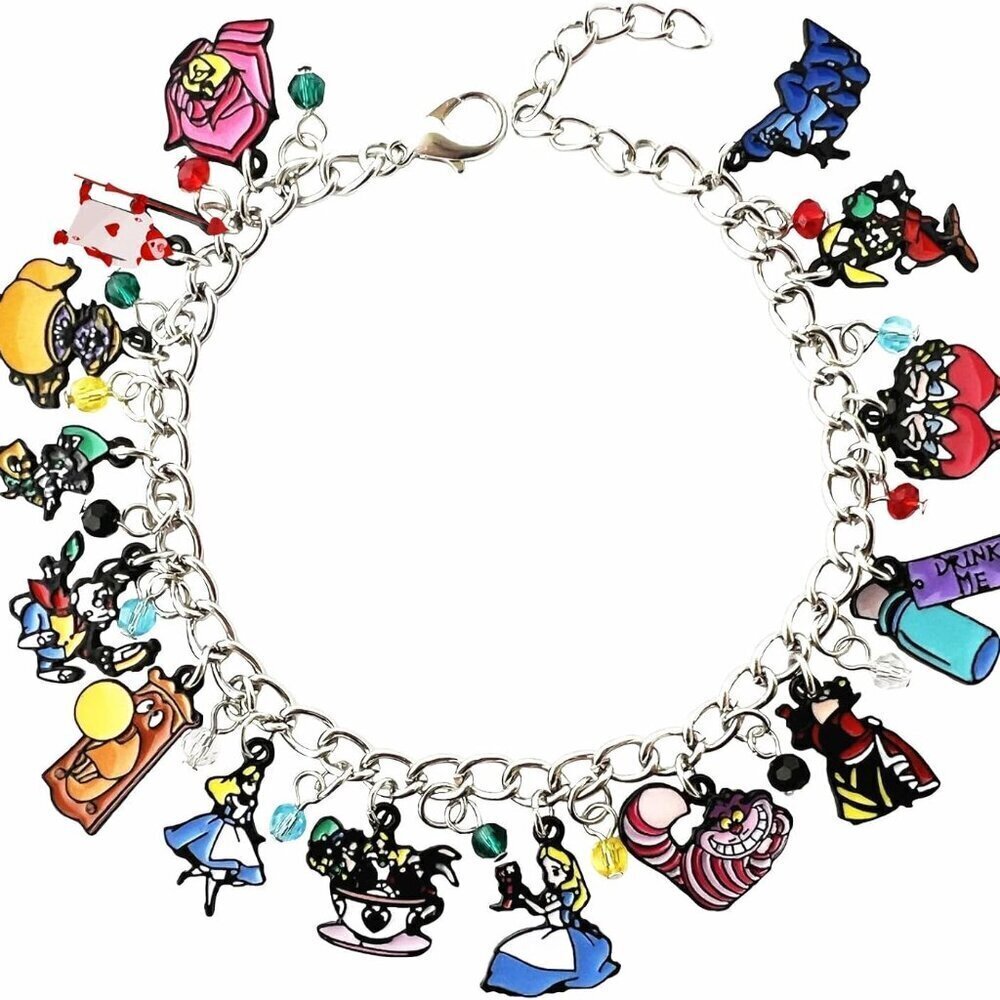 Alice Wonderlnd Alloy Bracelet Charm Gifts for Woman Jewelry Accessories
